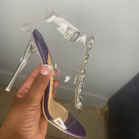 Brand new bedazzled rhinestone heels clear strap - Picture 1 of 3